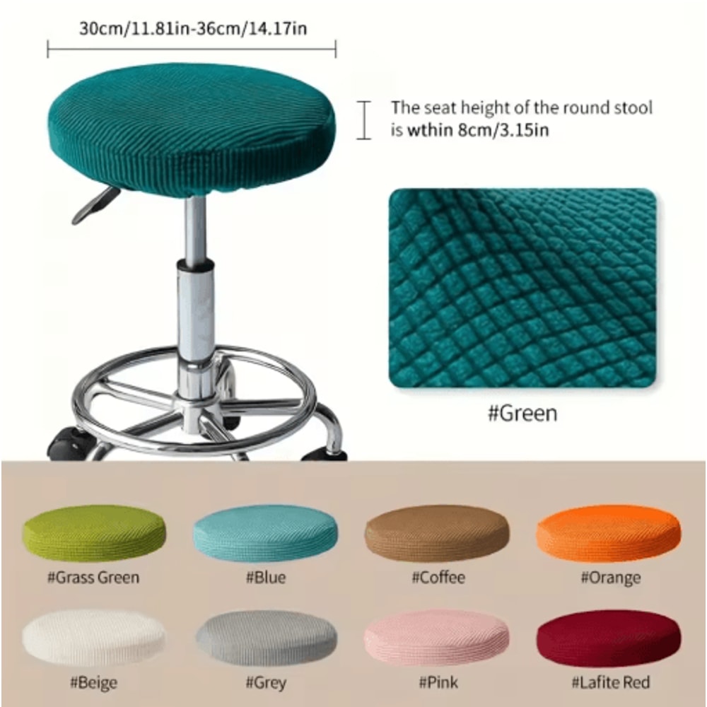 Adjustable Round Stool Cover Stretch Fabric Chair Protector Removable And Washable 6