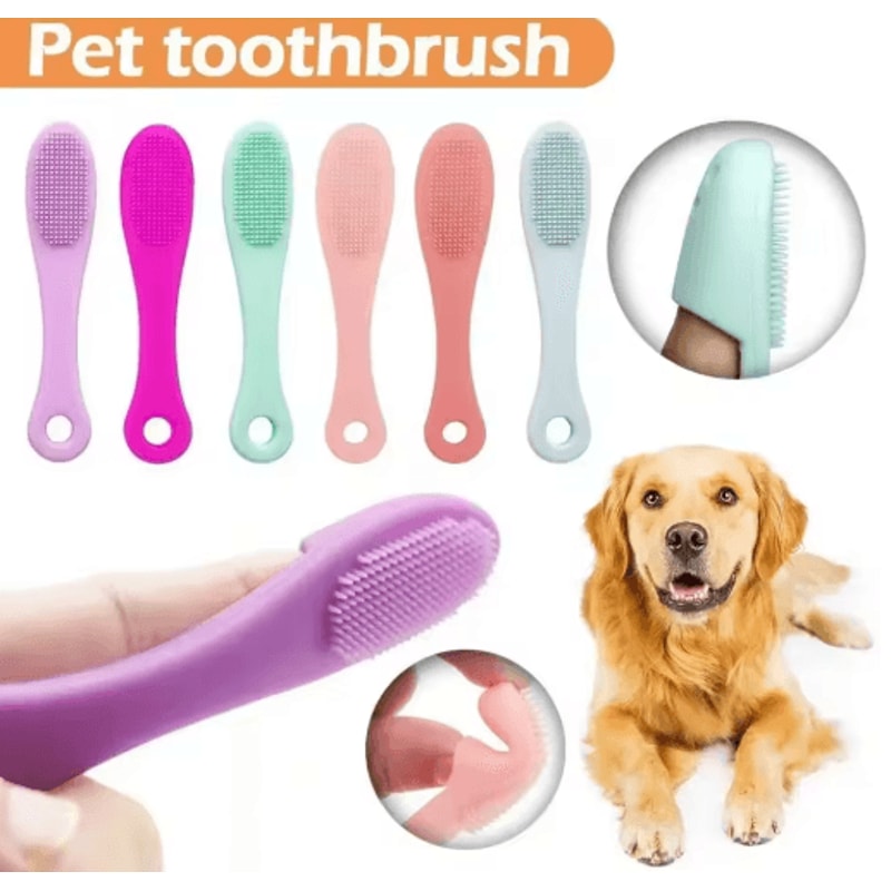 Pet Silicone Finger Toothbrush Soft Cleaning Brush For Dog And Cat Teeth Nose And Face Care 0