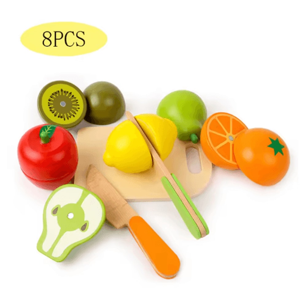 Wooden Pretend Kitchen Play Set Montessori Cutting Fruit And Vegetable Toy For Kids 1
