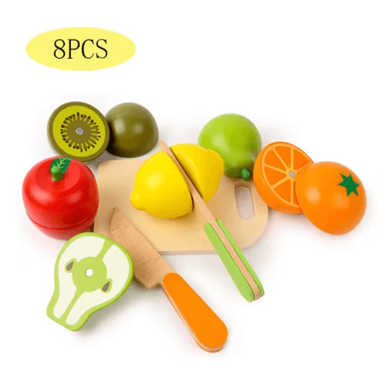 Wooden Pretend Kitchen Play Set Montessori Cutting Fruit And Vegetable Toy For Kids 1