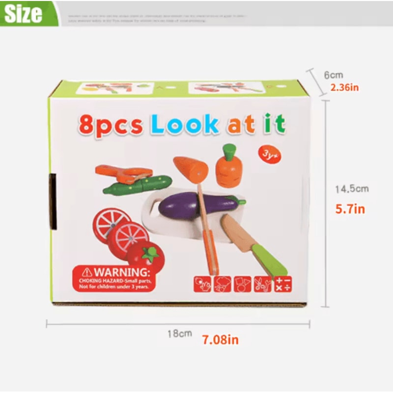 Wooden Pretend Kitchen Play Set Montessori Cutting Fruit And Vegetable Toy For Kids 3