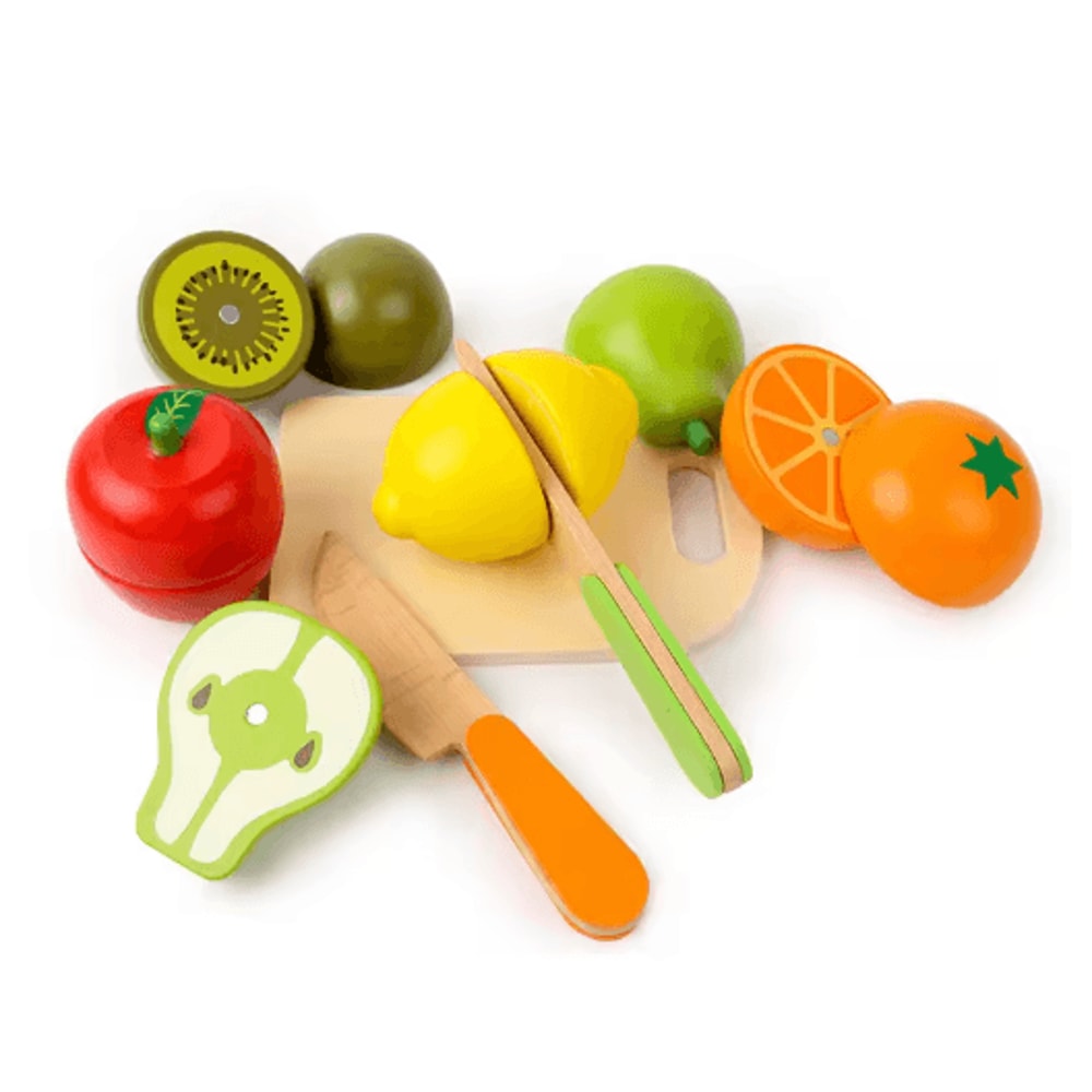 Wooden Pretend Kitchen Play Set Montessori Cutting Fruit And Vegetable Toy For Kids 6