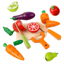 wooden pretend kitchen play set montessori cutting fruit and vegetable toy for kids