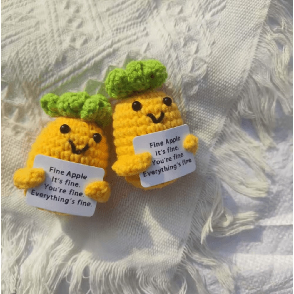 Handmade Crocheted Vegetable Dolls Positive Energy Wool Plush Set Potato Broccoli Carrot Pineapple 1