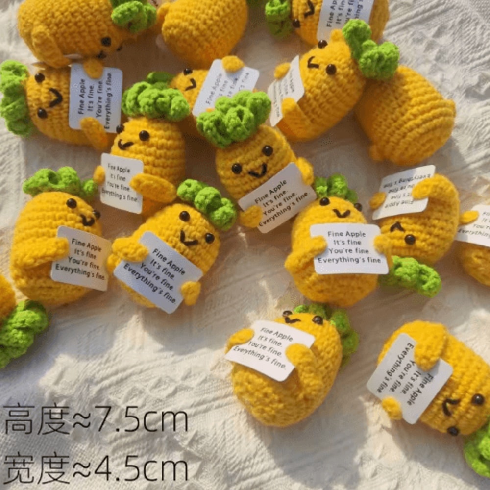 Handmade Crocheted Vegetable Dolls Positive Energy Wool Plush Set Potato Broccoli Carrot Pineapple 6