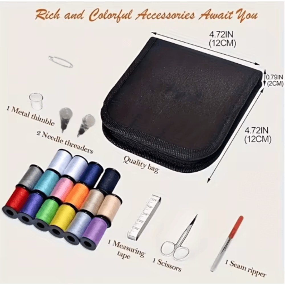 Mini Canvas Sewing Kit Portable All Season Travel Sewing Set For Quick Mending 2