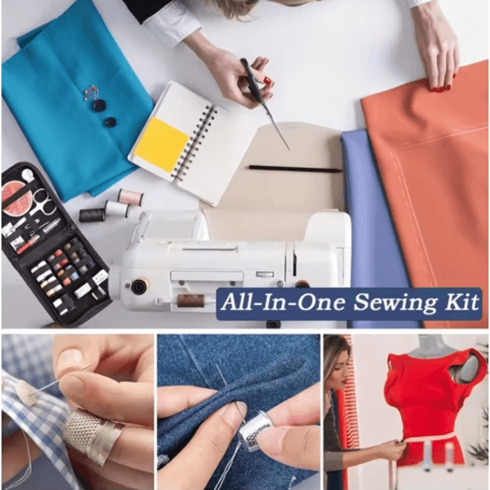 Mini Canvas Sewing Kit Portable All Season Travel Sewing Set For Quick Mending 3