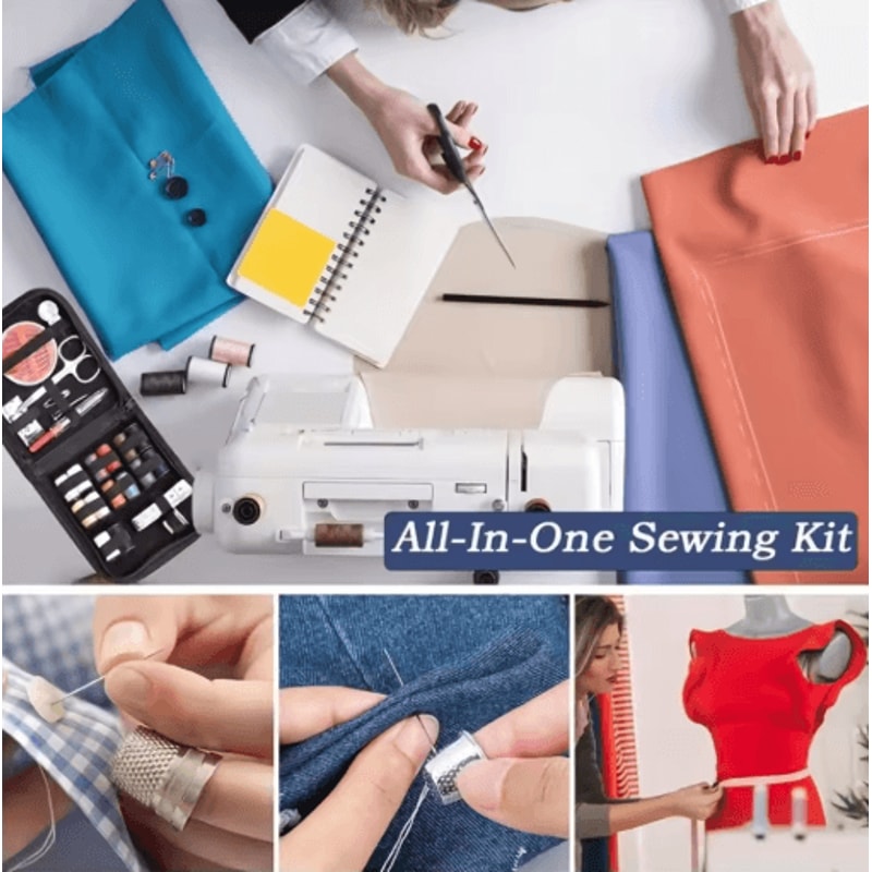 Mini Canvas Sewing Kit Portable All Season Travel Sewing Set For Quick Mending 3