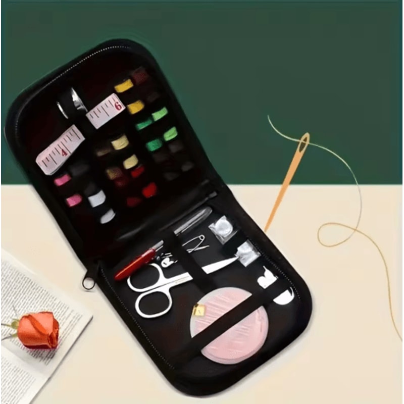Mini Canvas Sewing Kit Portable All Season Travel Sewing Set For Quick Mending 4