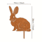 Rustic Metal Rabbit Garden Stake Vintage Rusty Bunny Silhouette Yard Art 1