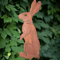 Rustic Metal Rabbit Garden Stake Vintage Rusty Bunny Silhouette Yard Art 5
