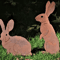 Rustic Metal Rabbit Garden Stake Vintage Rusty Bunny Silhouette Yard Art 0