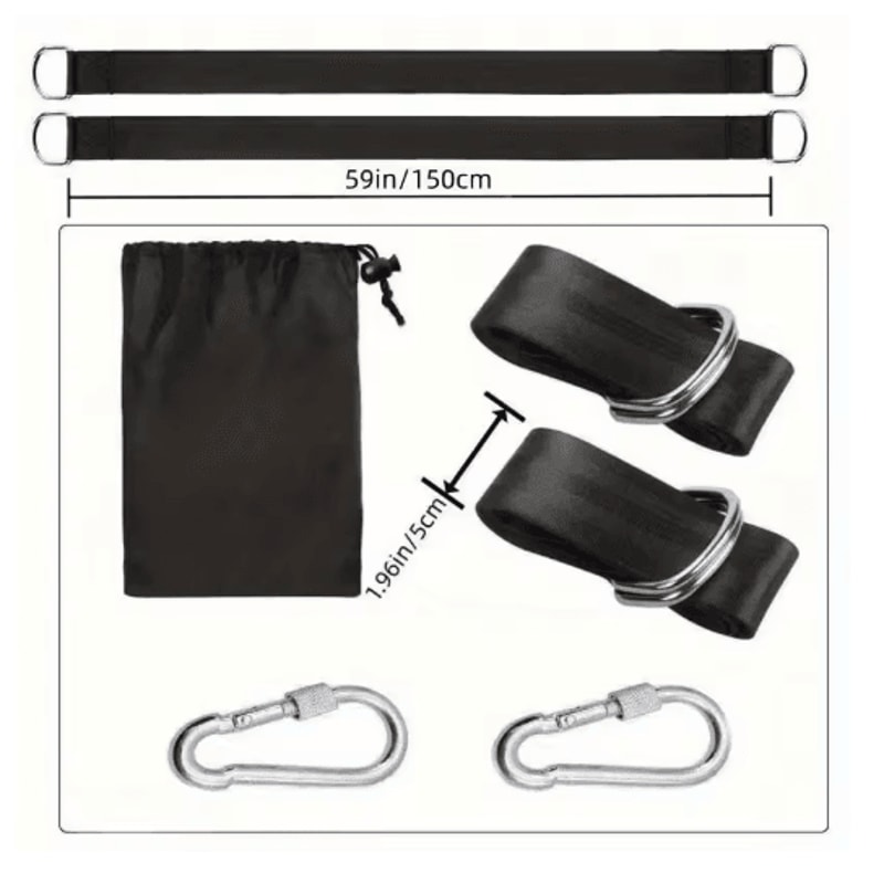 Heavy Duty Swing Hammock Strap Kit With Portable Storage Pouch 1