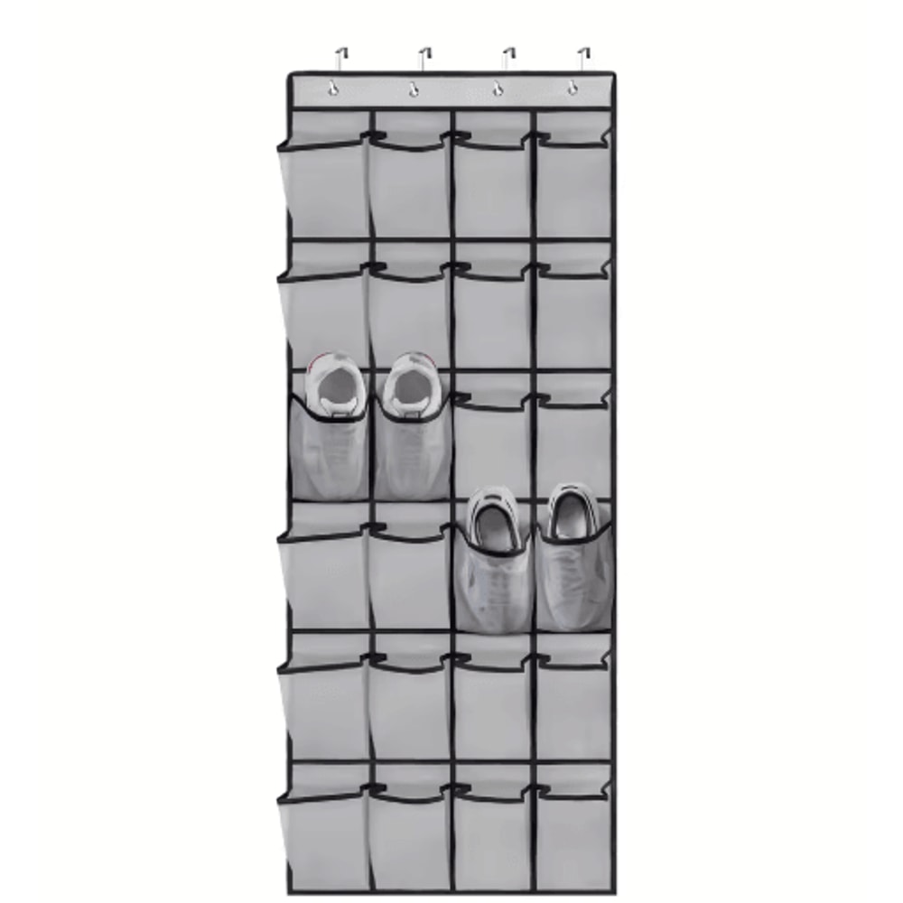 Zapatero Colgante Sobre La Puerta Con 24 Bolsillos De Malla Organizador De Zapatos Para Armario 1
