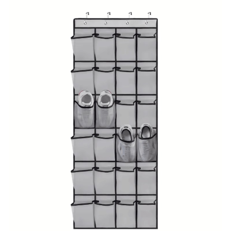 Zapatero Colgante Sobre La Puerta Con 24 Bolsillos De Malla Organizador De Zapatos Para Armario 1