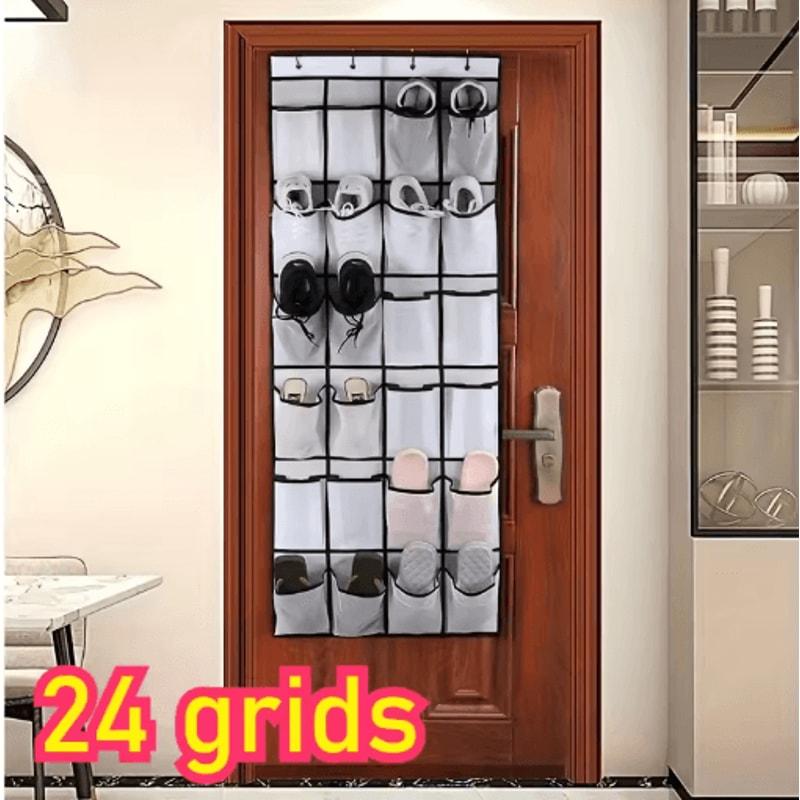 Zapatero Colgante Sobre La Puerta Con 24 Bolsillos De Malla Organizador De Zapatos Para Armario 3