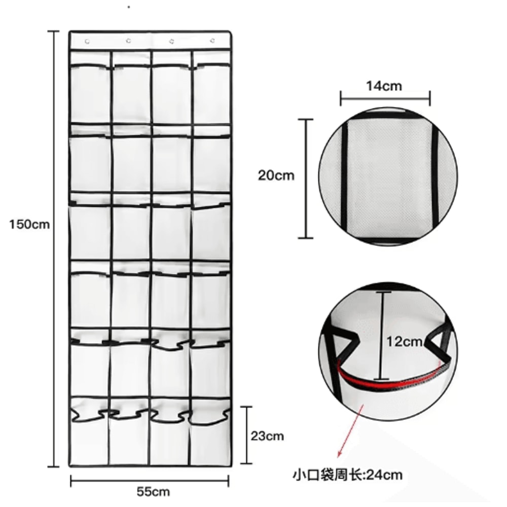 Zapatero Colgante Sobre La Puerta Con 24 Bolsillos De Malla Organizador De Zapatos Para Armario 4