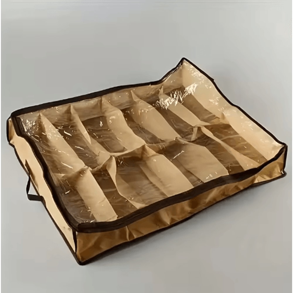 Space Saving 12 Grid Clear Shoe Storage Box With Dustproof Cover 1