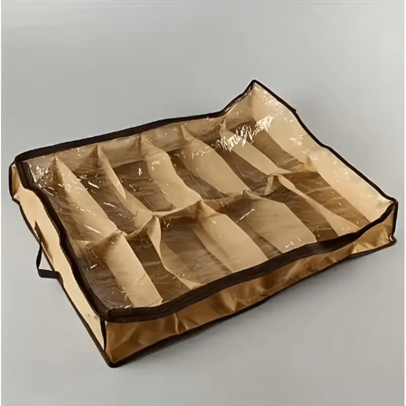 Space Saving 12 Grid Clear Shoe Storage Box With Dustproof Cover 1