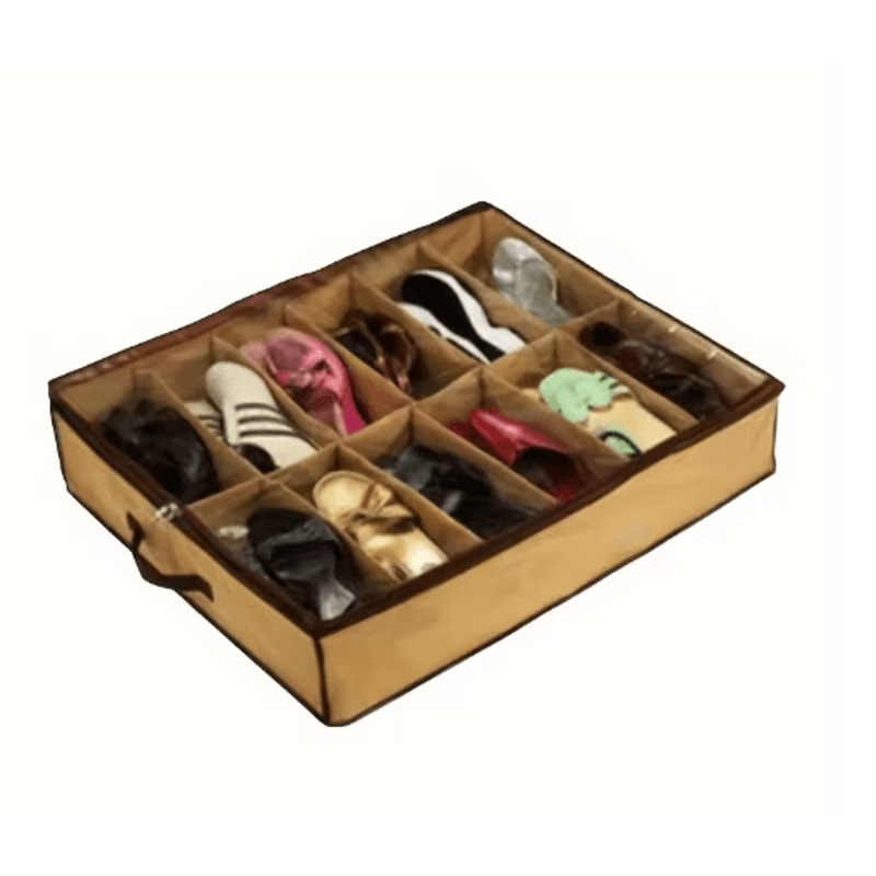 Space Saving 12 Grid Clear Shoe Storage Box With Dustproof Cover 2