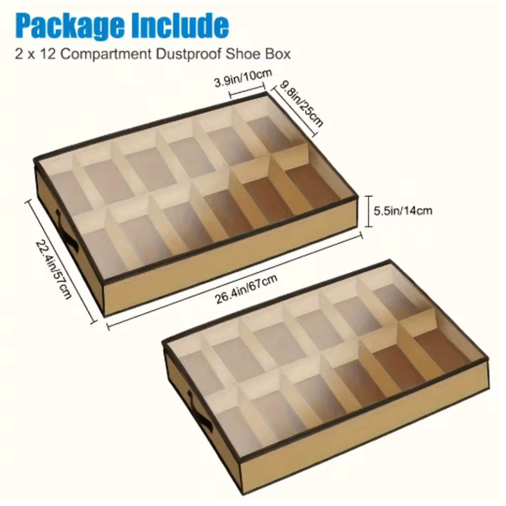 Space Saving 12 Grid Clear Shoe Storage Box With Dustproof Cover 3