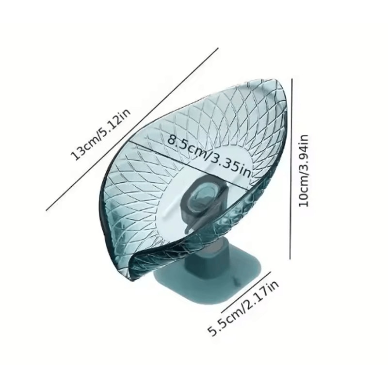 Leaf Design Self Draining Soap Tray With Suction Cup 2 Piece Set 6