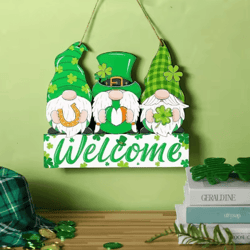 st. patricks day gnome wooden door sign irish welcome porch decor