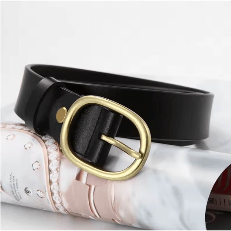 DINISITON Womens Genuine Leather Belt Vintage Gold Pin Buckle Strap For Jeans And Dresses 5