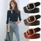 DINISITON Womens Genuine Leather Belt Vintage Gold Pin Buckle Strap For Jeans And Dresses 0