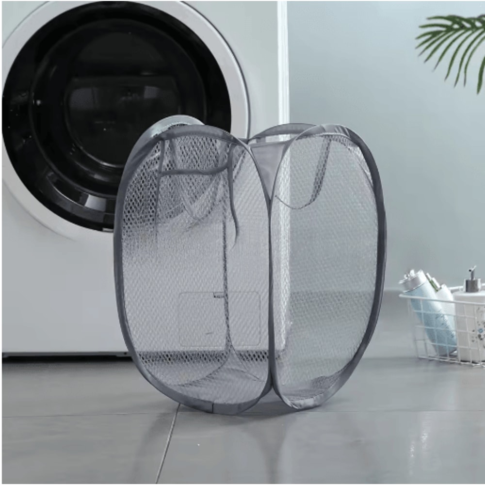 Mesh Pop Up Laundry Basket Foldable Large Capacity Dirty Clothes Storage Basket 1