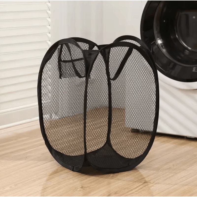Mesh Pop Up Laundry Basket Foldable Large Capacity Dirty Clothes Storage Basket 2