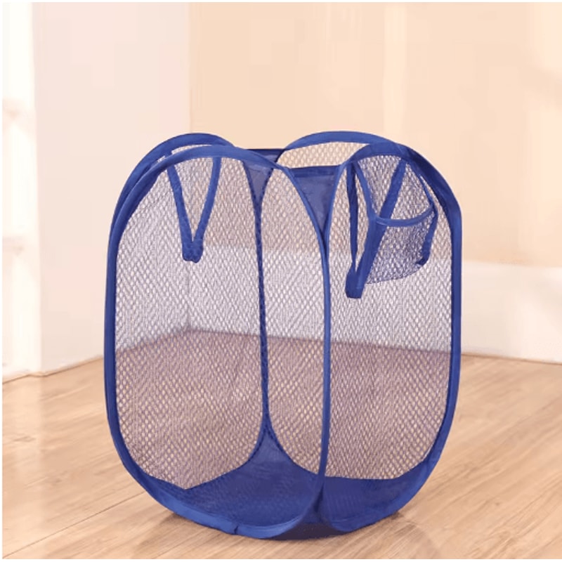 Mesh Pop Up Laundry Basket Foldable Large Capacity Dirty Clothes Storage Basket 3
