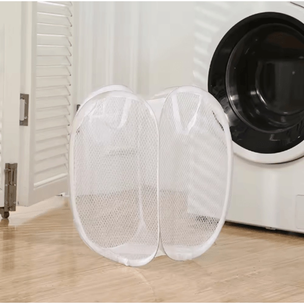 Mesh Pop Up Laundry Basket Foldable Large Capacity Dirty Clothes Storage Basket 5