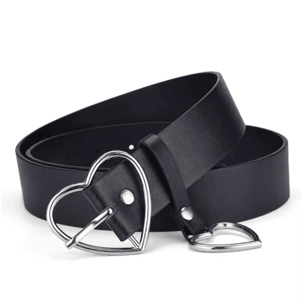 Cute Leather Belt With Heart Buckle Retro PU Waist Strap For Women And Girls 1