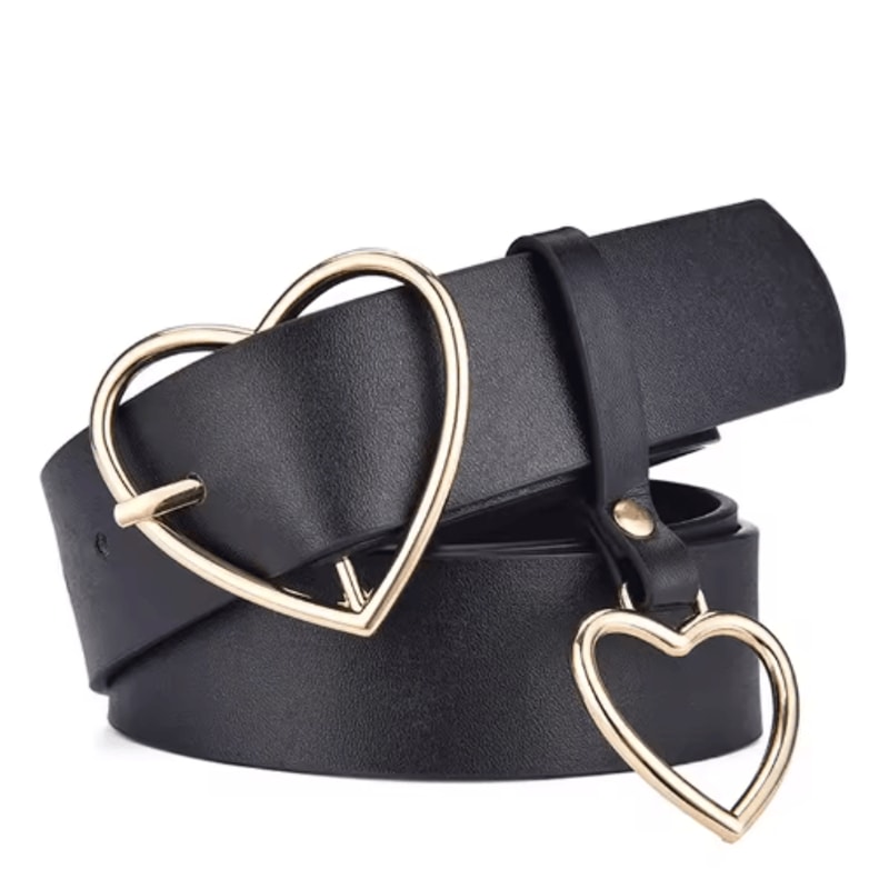 Cute Leather Belt With Heart Buckle Retro PU Waist Strap For Women And Girls 2