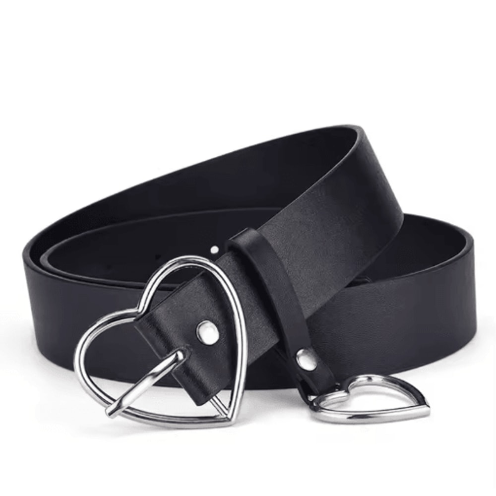 Cute Leather Belt With Heart Buckle Retro PU Waist Strap For Women And Girls 3