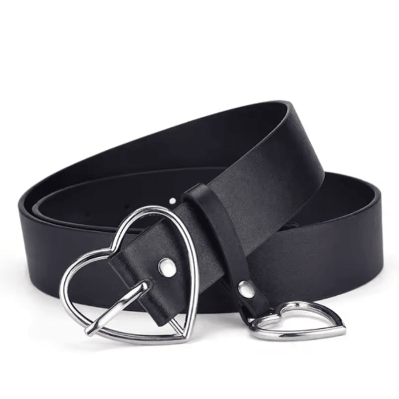 Cute Leather Belt With Heart Buckle Retro PU Waist Strap For Women And Girls 3