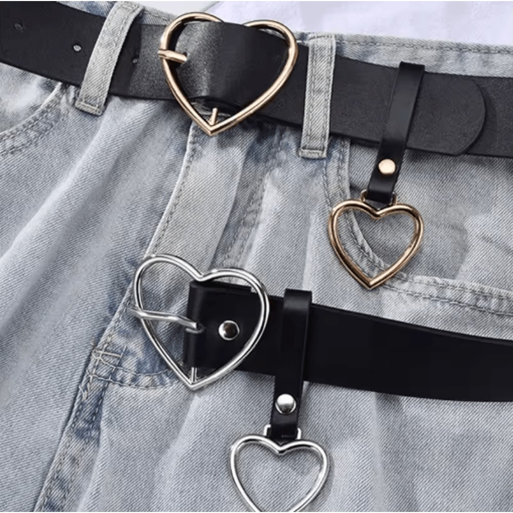 Cute Leather Belt With Heart Buckle Retro PU Waist Strap For Women And Girls 5