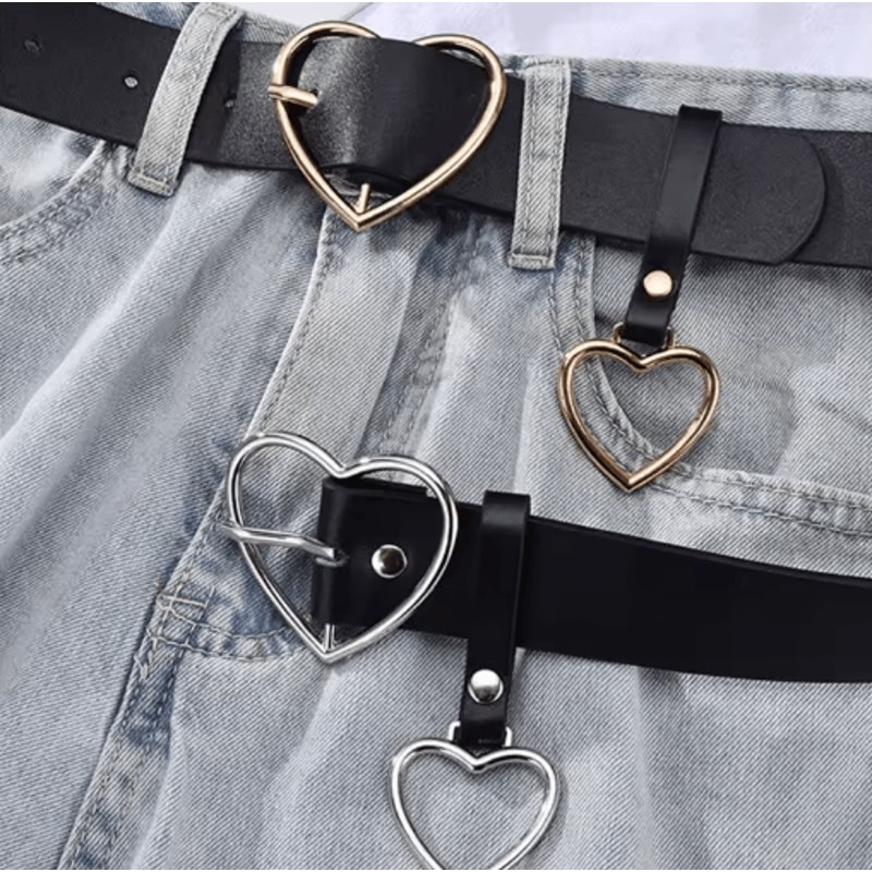 Cute Leather Belt With Heart Buckle Retro PU Waist Strap For Women And Girls 5