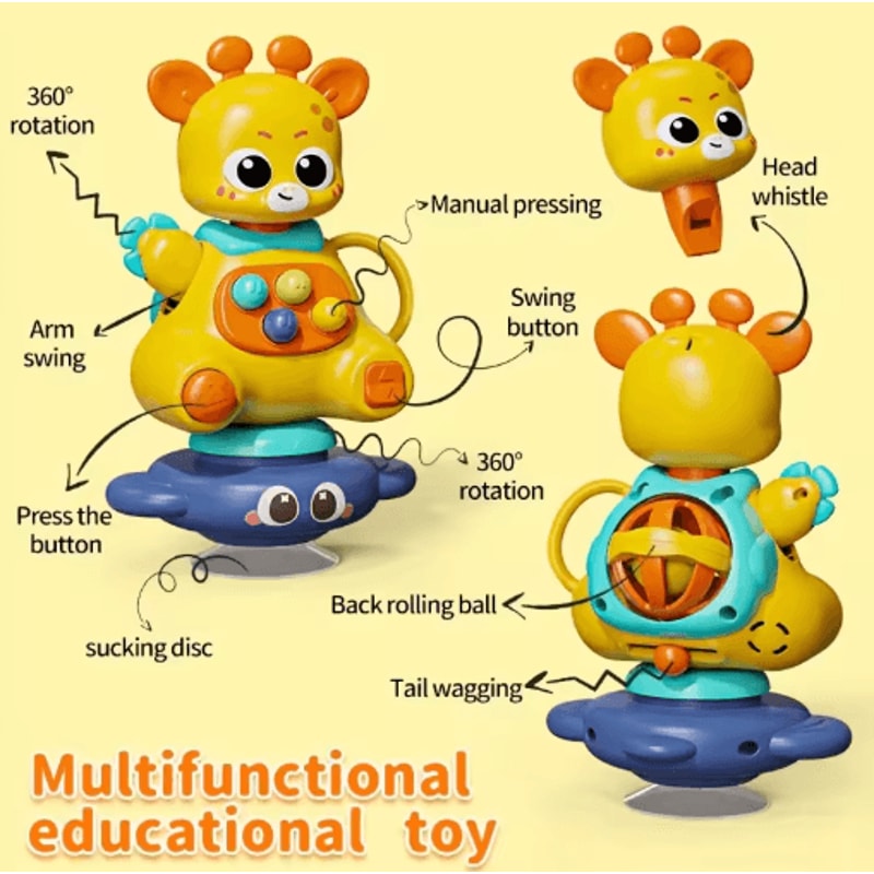 Interactive Giraffe Suction Cup Toy Multifunctional Sensory Learning And Motor Skills Development T 4
