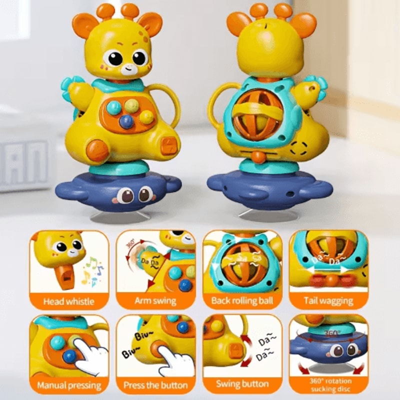 Interactive Giraffe Suction Cup Toy Multifunctional Sensory Learning And Motor Skills Development T 5