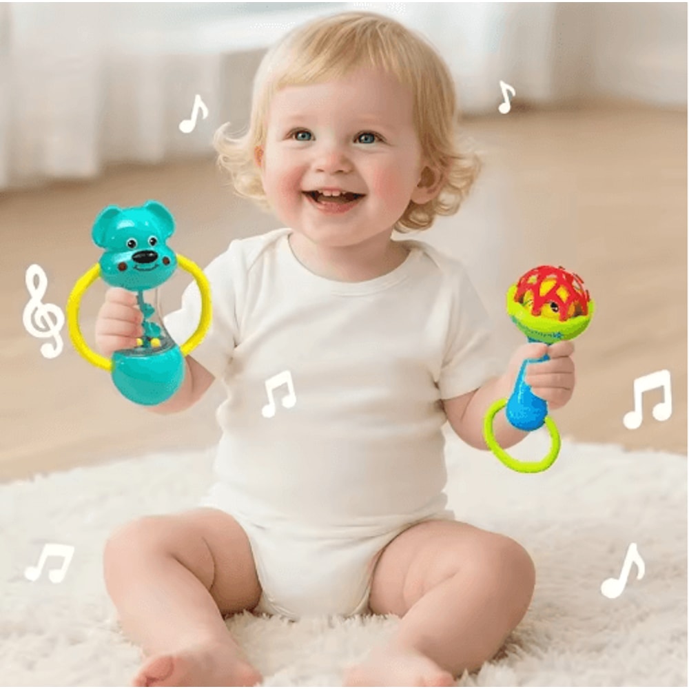 Baby Rattle Toys 0 To 12 Months Newborn Sensory Grasp Hand Bell Animal Toys 3