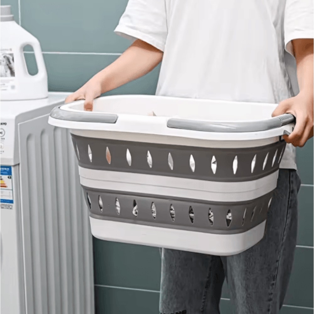 Collapsible Oval Laundry Basket With Handles Space Saving Washing Tub 1