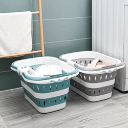 collapsible oval laundry basket with handles space saving washing tub