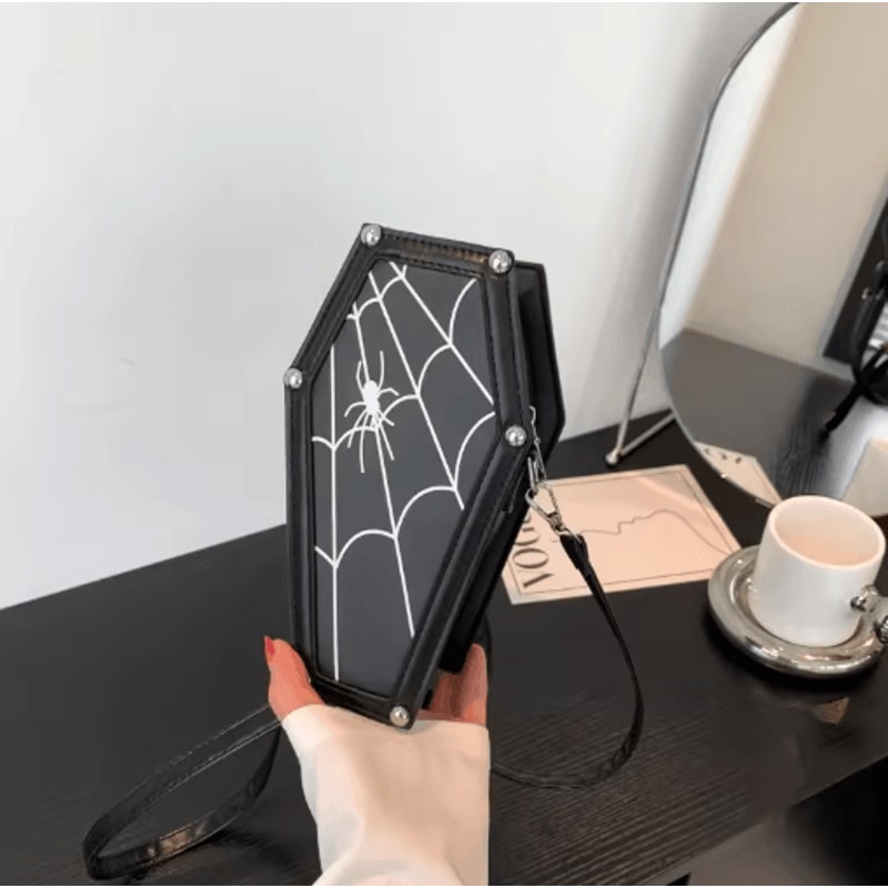 Gothic Coffin Crossbody Bag For Women Halloween Y2K Phone Purse 1