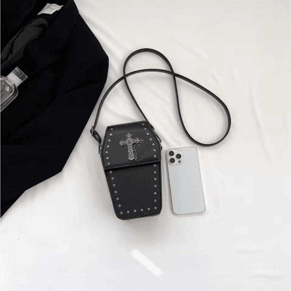 Gothic Coffin Crossbody Bag For Women Halloween Y2K Phone Purse 3