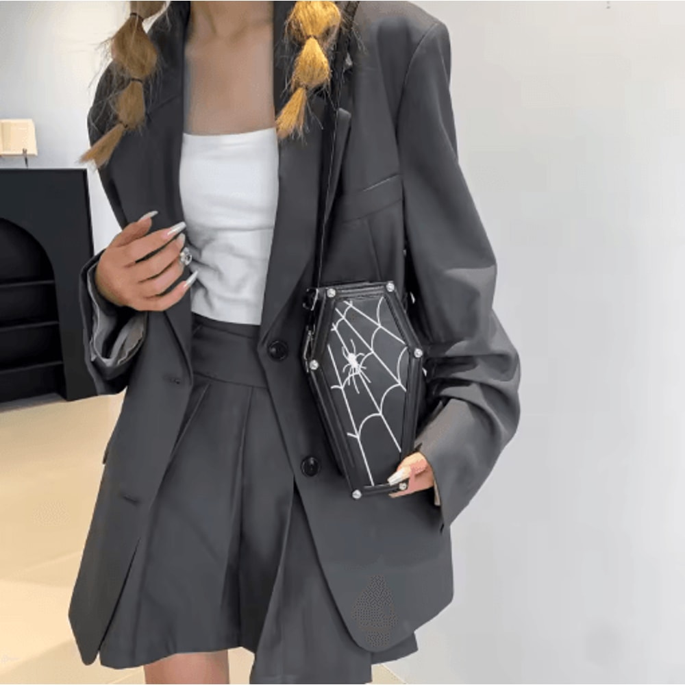 Gothic Coffin Crossbody Bag For Women Halloween Y2K Phone Purse 4