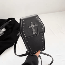 gothic coffin crossbody bag for women halloween y2k phone purse