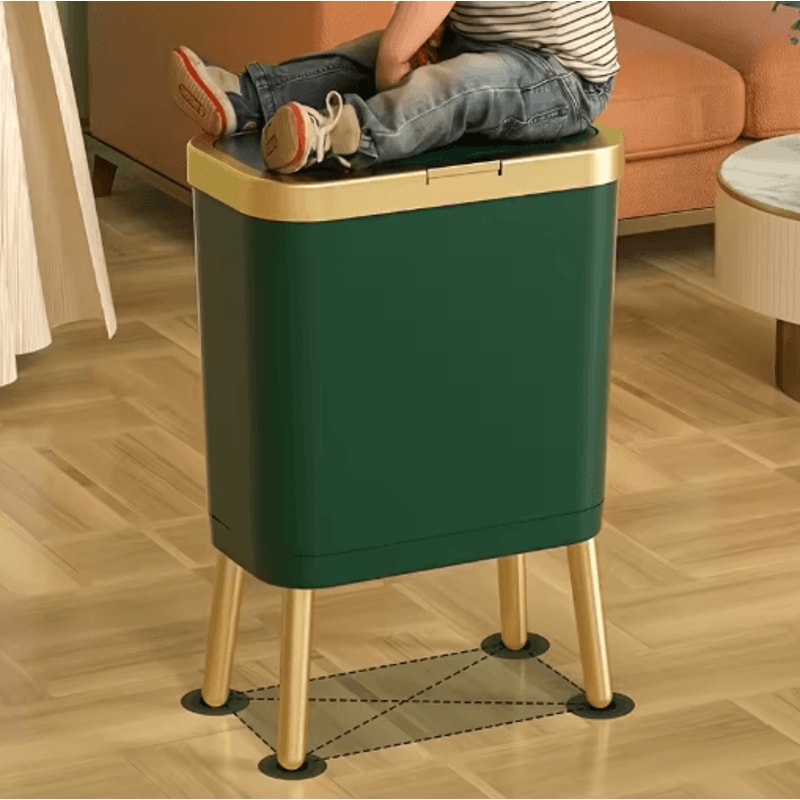 15L Large Square Plastic Trash Can With Odor Sealing Lid And Elevated Legs 9