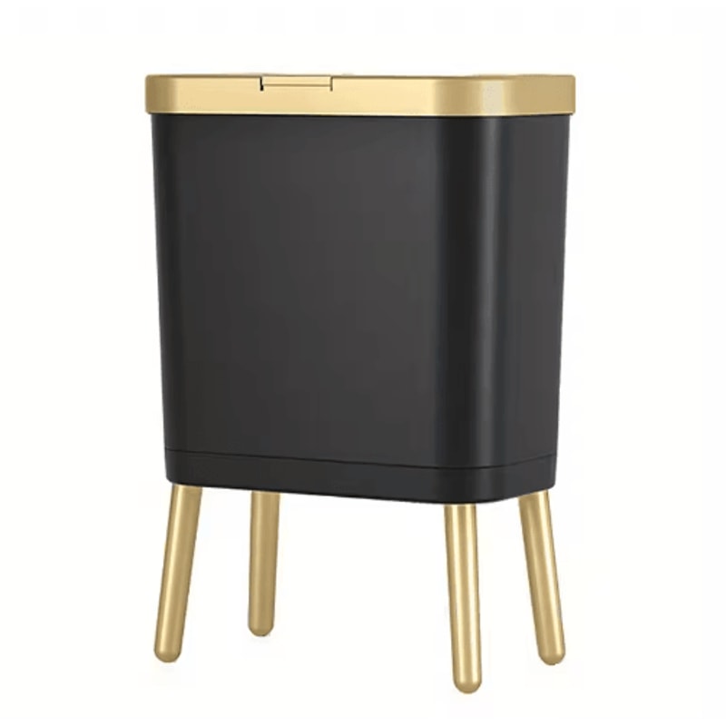 15L Large Square Plastic Trash Can With Odor Sealing Lid And Elevated Legs 2